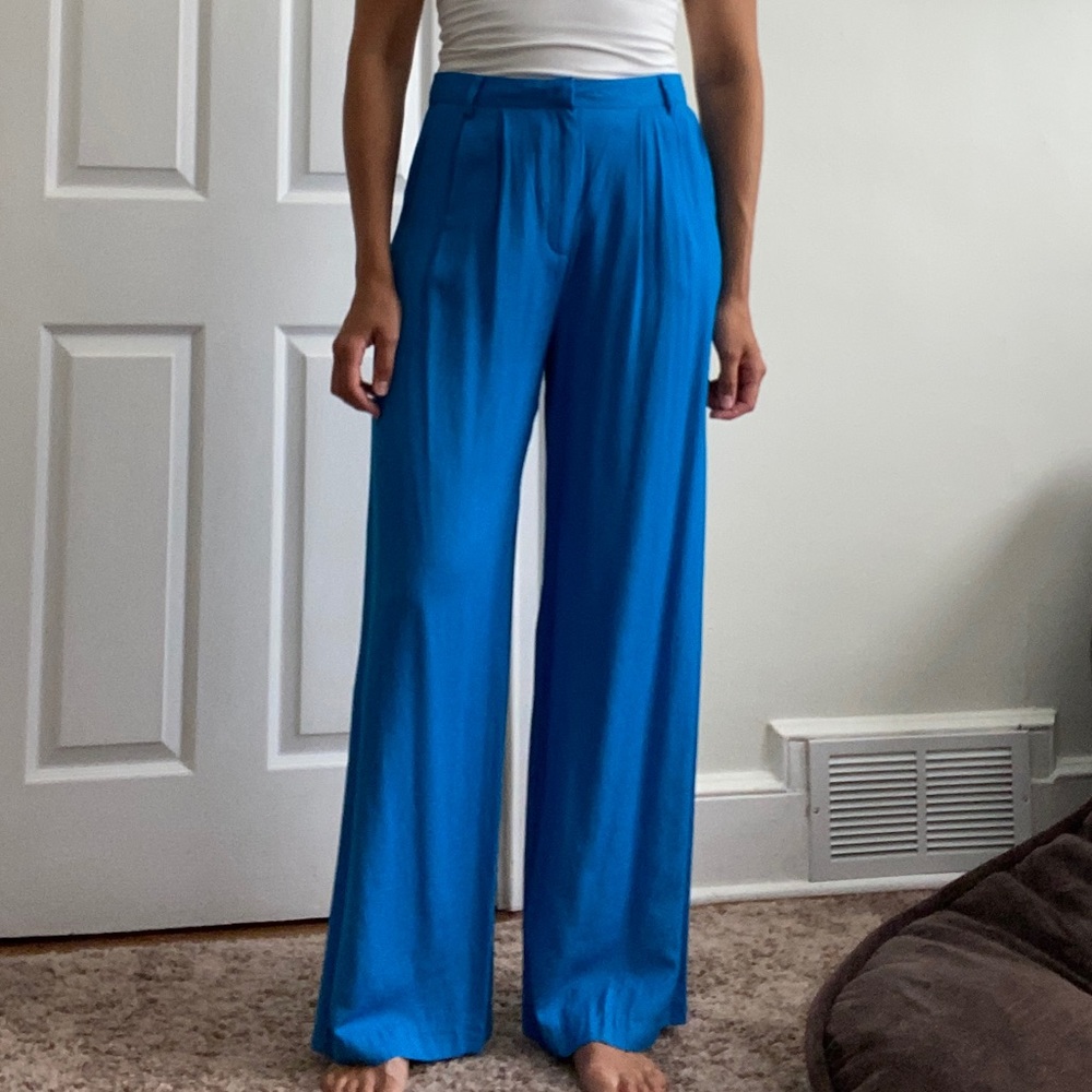 Turquoise blue flare pants